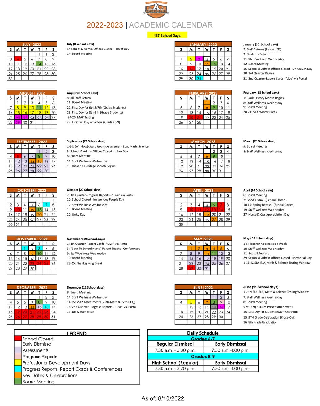 AECP School Calendar - 2022 - 2023
