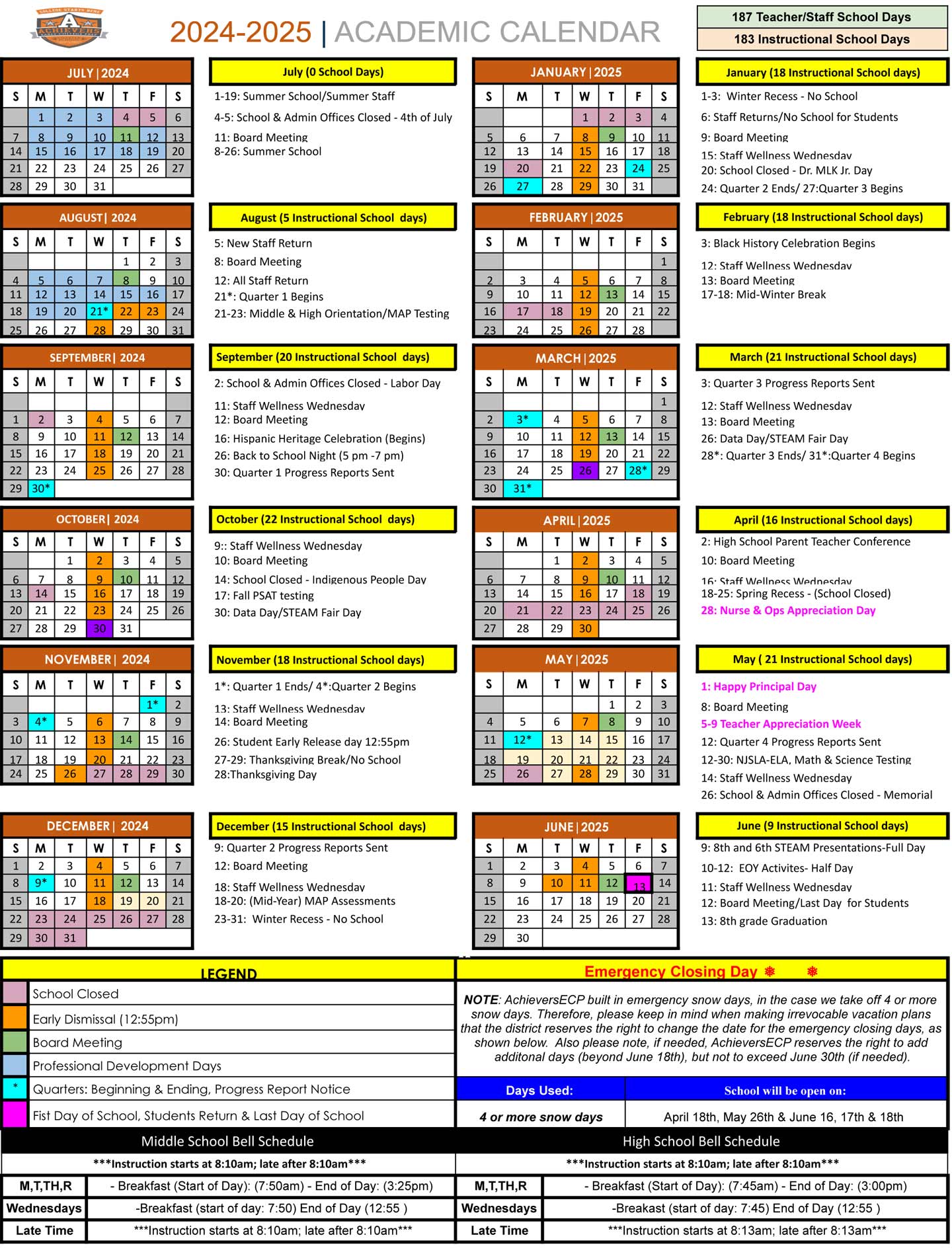 AECP School Calendar - 2024-2025