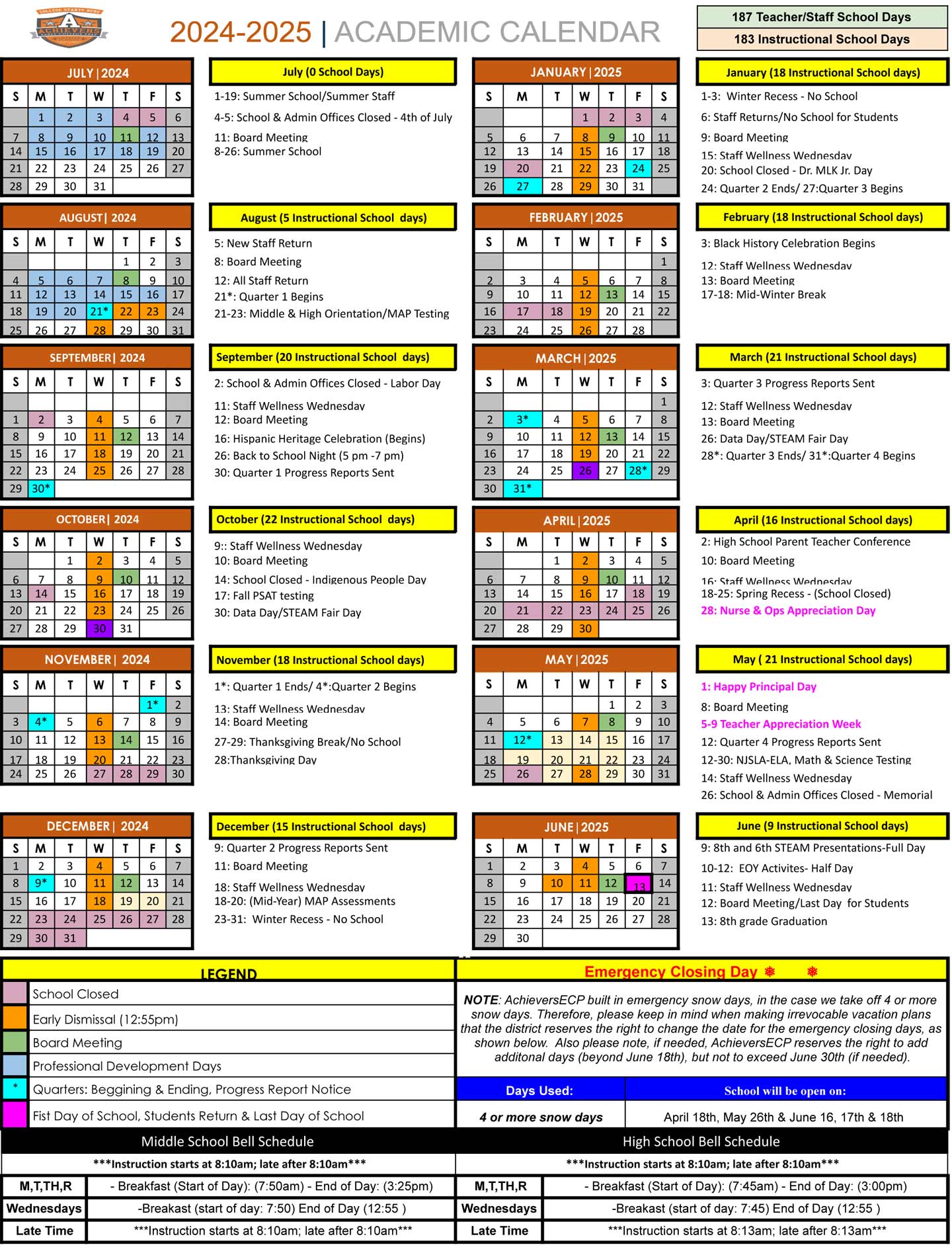 AECP School Calendar - 2024-2025