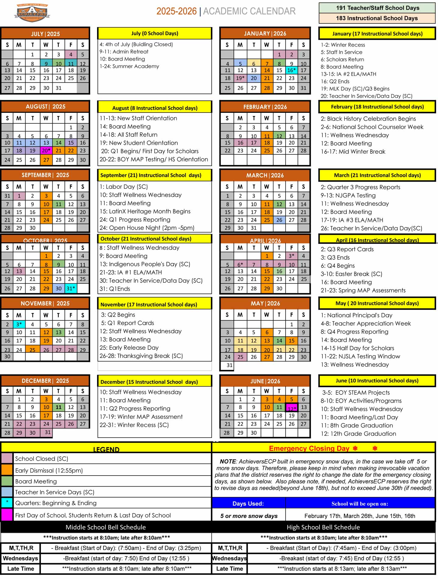 AECP School Calendar - 2025-2026